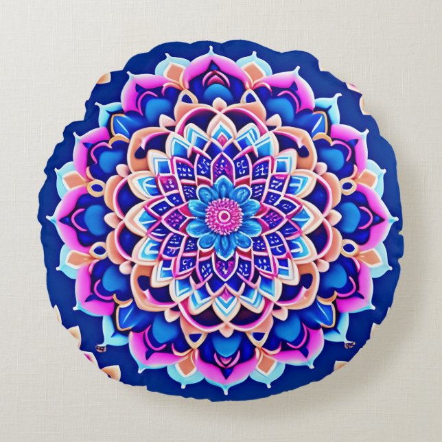 Décor de style Boho en mandala Coussin symétrique (Devant)
