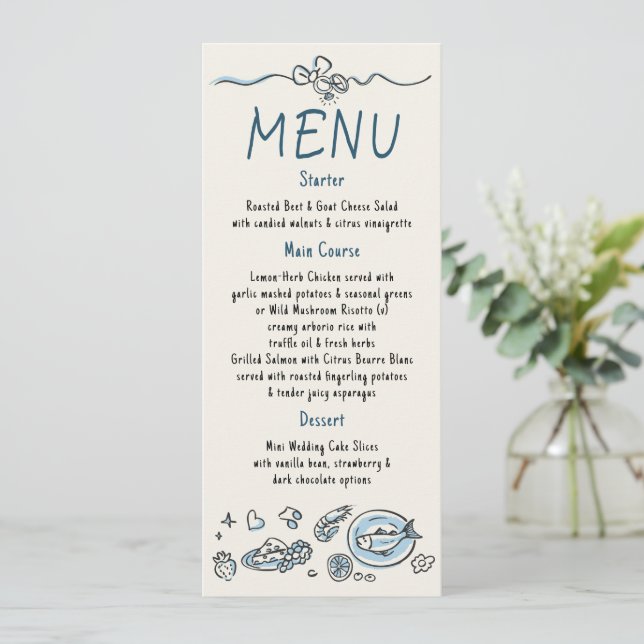 Décor Fantaisiste Funky Menu Mariage Écrit à la Ma (Debout devant)