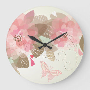 Décor Fleur 15 Horloges Murales & Options Numérale
