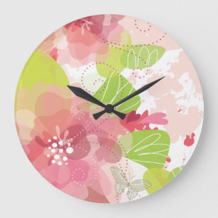 Décor Fleur 16 Horloges Murales & Options Numérale