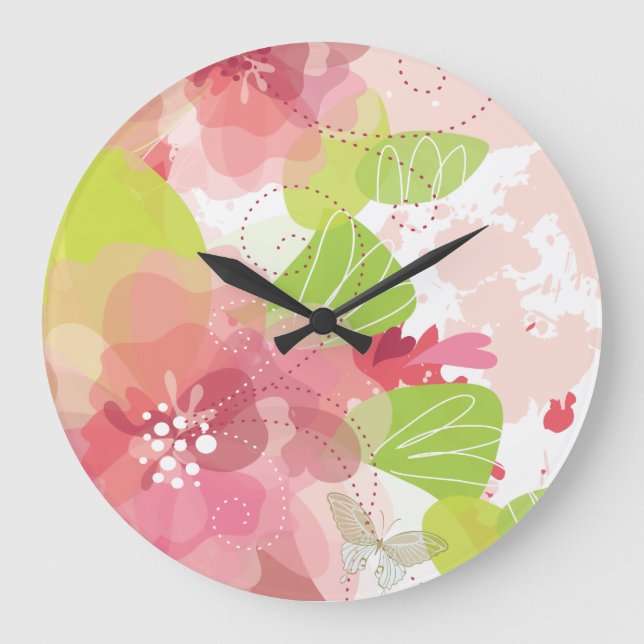 Décor Fleur 16 Horloges Murales & Options Numérale (Recto)
