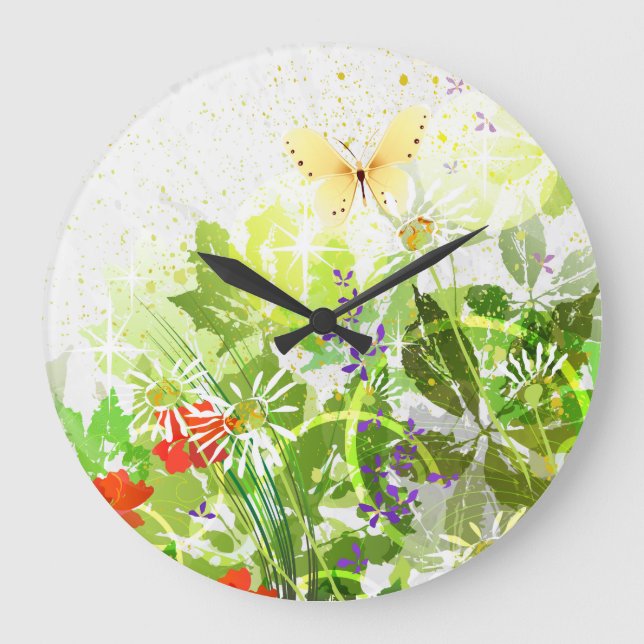 Décor Fleur 30 Murs Horloges & Options Numériques (Recto)