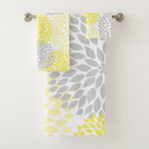 Décor floral gris jaune moderne de bain