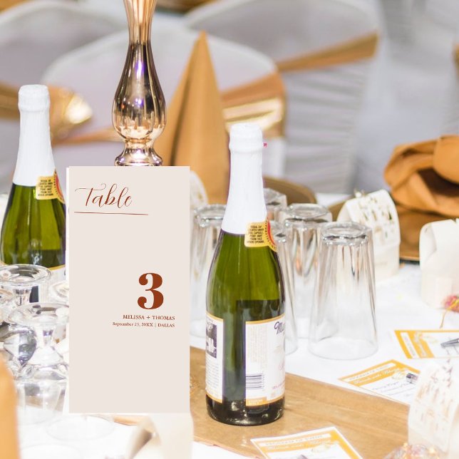 Décor Mariage orange brûlé Carte Numéro de table (Créateur téléchargé)