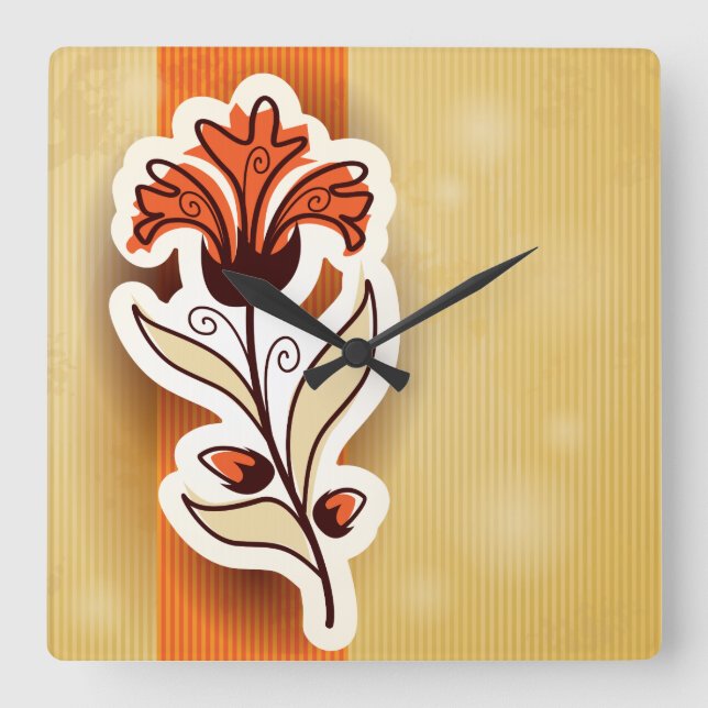 Décor moderne avec fleurs, horloge murale (Recto)