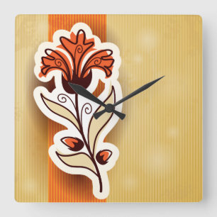 Décor moderne avec fleurs, horloge murale
