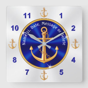 Décor Nautique Personnalisé, horloge Ancre