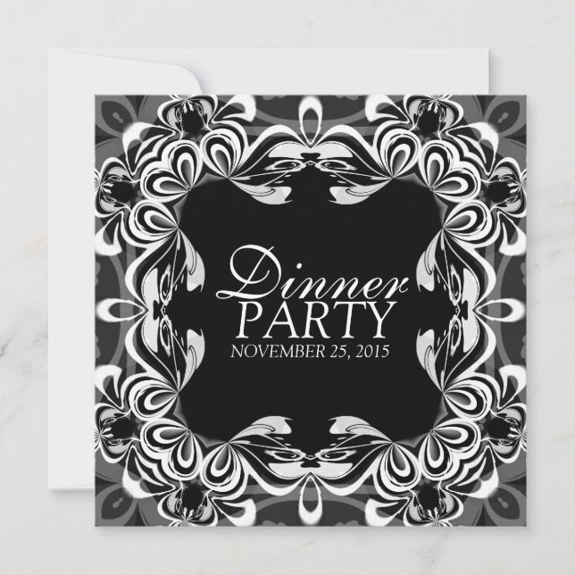 Décor noir et blanc Broderie Invitation de dîner é (Devant)