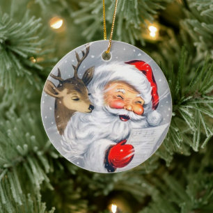 Décor rétro vintage Noël Père Noël ornement de ren