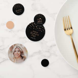 Décor rose or & Confetti noir