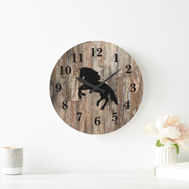 Décor rustique en bois Patiné Grande horloge (Maison)