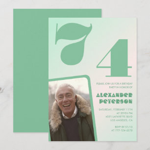Décor vert 74e anniversaire invitations Hommes Pho