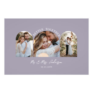 Décor violet élégant arche multi photo mariage