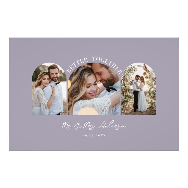 Décor violet élégant arche multi photo mariage (Devant)