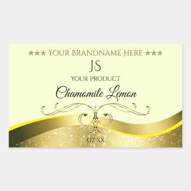 Décor Wavy Gold Deluxe Étiquette Monogramme jaune  (Devant)