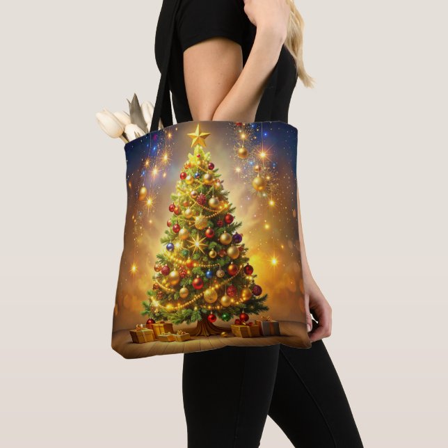Decorated Christmas Tree Tote Bag (De près)