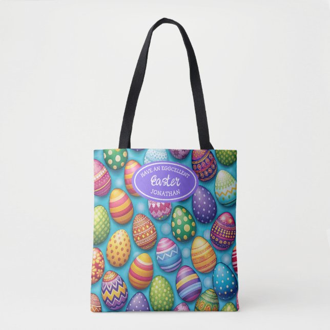 Decorated Colorful Eggs Easter Tote Bag (Devant)