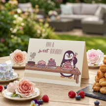 Décorateur de gâteau pingouin | Carte d'anniversai