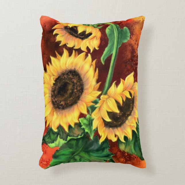 Décoratifs Trois Coussins de tournesol (Devant(Vertical))