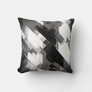 Décoration Abstraite noire/blanche/grise Coussin