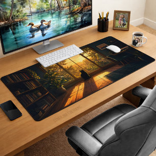 Décoration artistique de bureau cosy avec chat noi