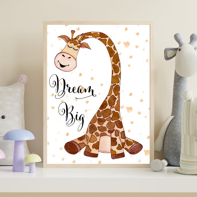 Décoration de chambre de bébé girafe rêve grand Ar (Giraffe Dream Big Nursery Wall Art, Nursery Decor poster, Baby Shower Gift, New baby gift)
