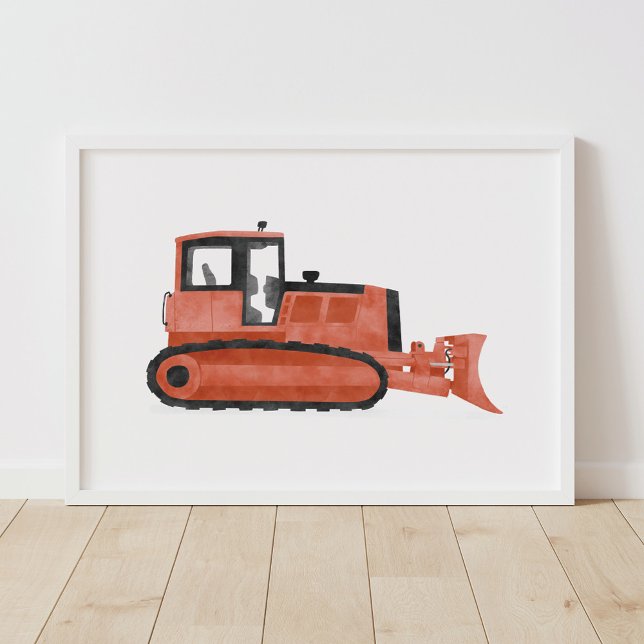 Décoration de chambre d'enfants Bulldozer Rouge Co (Créateur téléchargé)