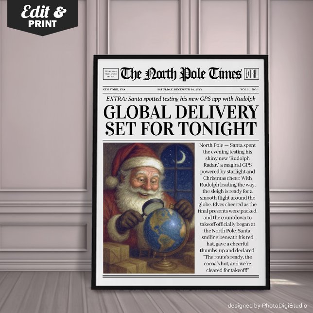 Décoration de journal de Noël personnalisée, Noël  (Custom Christmas Newspaper Decor, Funny Christmas Poster)