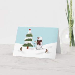Décoration de la carte de Noël Tree Snowman