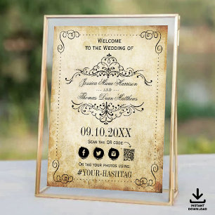 Décoration de mariage de bienvenue vintage élégant