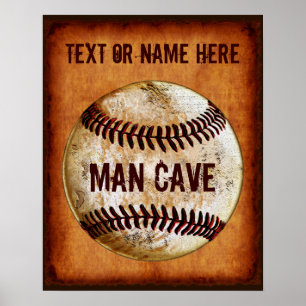 Décoration de mur de cave d'homme de baseball vint