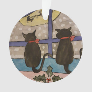 Décoration de Noël en forme de chat noir pour arbr