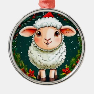 Décoration de Noël en métal en forme de mouton pou