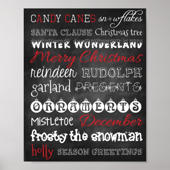 Décoration de Noël en tableau noir - Poster (Devant)