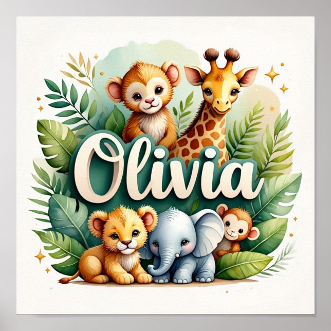 Décoration de nurserie Safari Olivia pour mur (Devant)