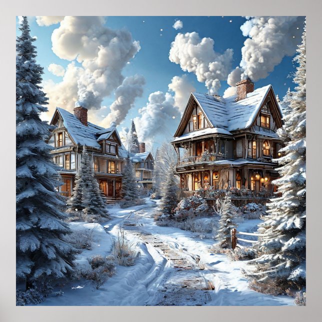 Décoration de paysage d'hiver sur toile Scène de n (Devant)