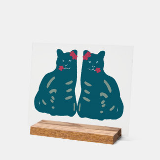 Décoration de table en acrylique Chats Jumeaux