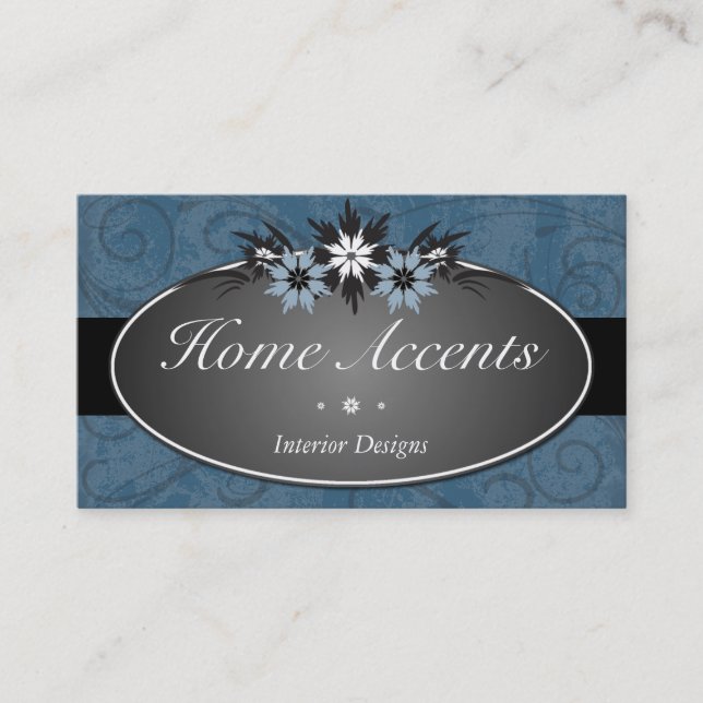 Décoration du Carte de visite floral bleu (Devant)
