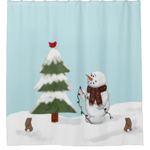 Décoration Du Rideau De Douche Snowman Arbre