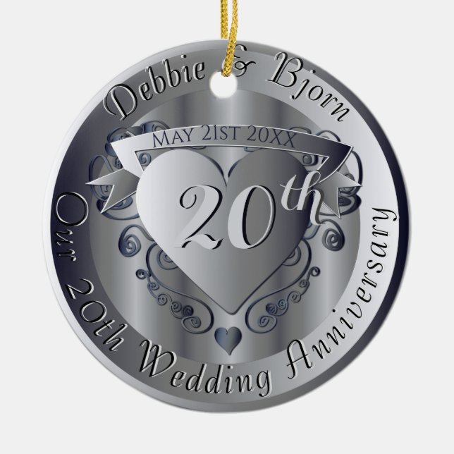 Décoration En Céramique 10e, 20e, 25e, 70e Médaillon Anniversaire Mariage (Devant)