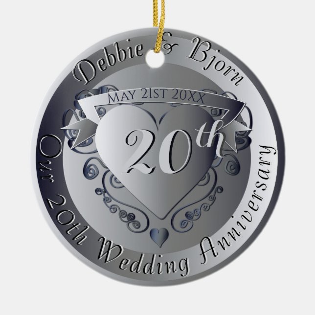 Décoration En Céramique 10e, 20e, 25e, 70e Médaillon Anniversaire Mariage (Devant)