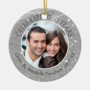 Décoration En Céramique 10e anniversaire   Photo Silver Sparkle