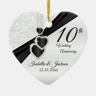 Décoration En Céramique 10ème Onyx noir et anniversaire de mariage blanc