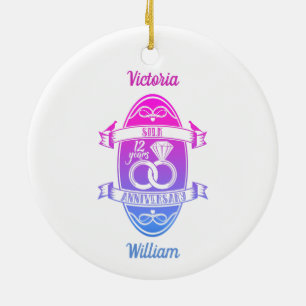 Décoration En Céramique 12 ans traditionnel Silk 12e anniversaire mariage