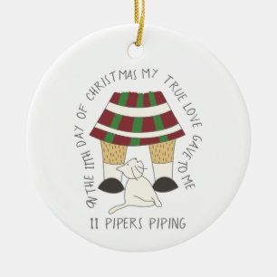 Décoration En Céramique 12 jours de Catmas 11 joueurs de pipeau sifflant