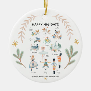 Décoration En Céramique 12 Jours de Noël Vacances Texte traditionnel