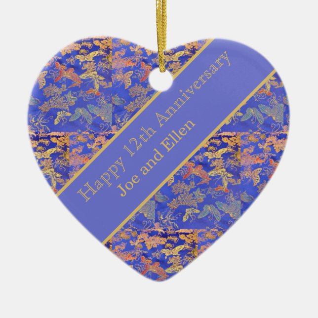 Décoration En Céramique 12e anniversaire du Mariage, Anniversaire de la so (Devant)