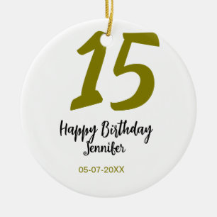 Décoration En Céramique 15e anniversaire quiencenera ajouter date année or