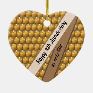 Décoration En Céramique 16e anniversaire Mariage, coeur de la cire