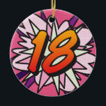 Décoration En Céramique 18 Anniversaire Photo Fun Retro Comic Book Pink<br><div class="desc">Personnalisez le nom et la photo pour créer une pop comique super-héroïque amusante pop, joyeux ornements de célébration du 18e anniversaire. Offrez-vous un traitement spécial à une personne lors de sa journée spéciale ! Une bande dessinée amusante, cool et branchée, un livre d'anniversaire pop art inspiré par l'art qui met...</div>